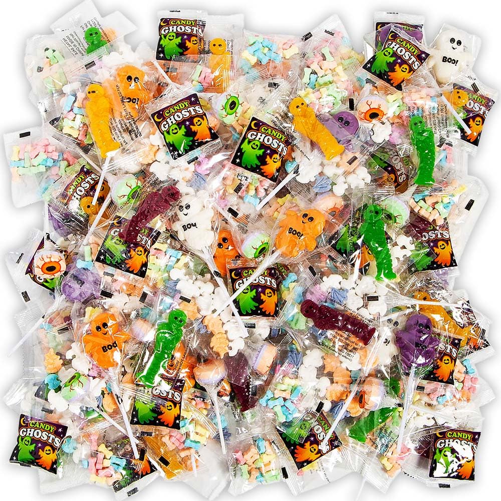 Bulk Halloween Candy Assortment (170 packs) gummy mummies, candy rings, boo suckers, bones candy and more
