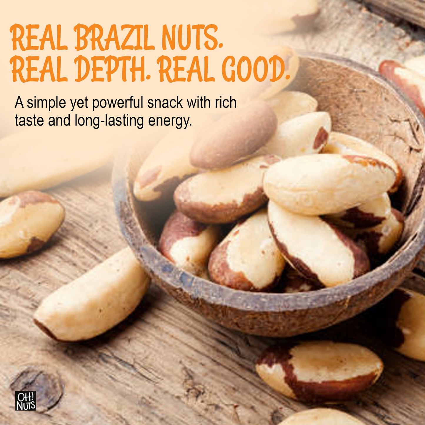 Oh! Nuts Brazil Nuts, Raw, Unsalted, No Shell, Whole - 1 lb in Resealable Bag - 100% Natural Nuts, Rich in Selenium - Vegan, Kosher, Gluten-Free Snack
