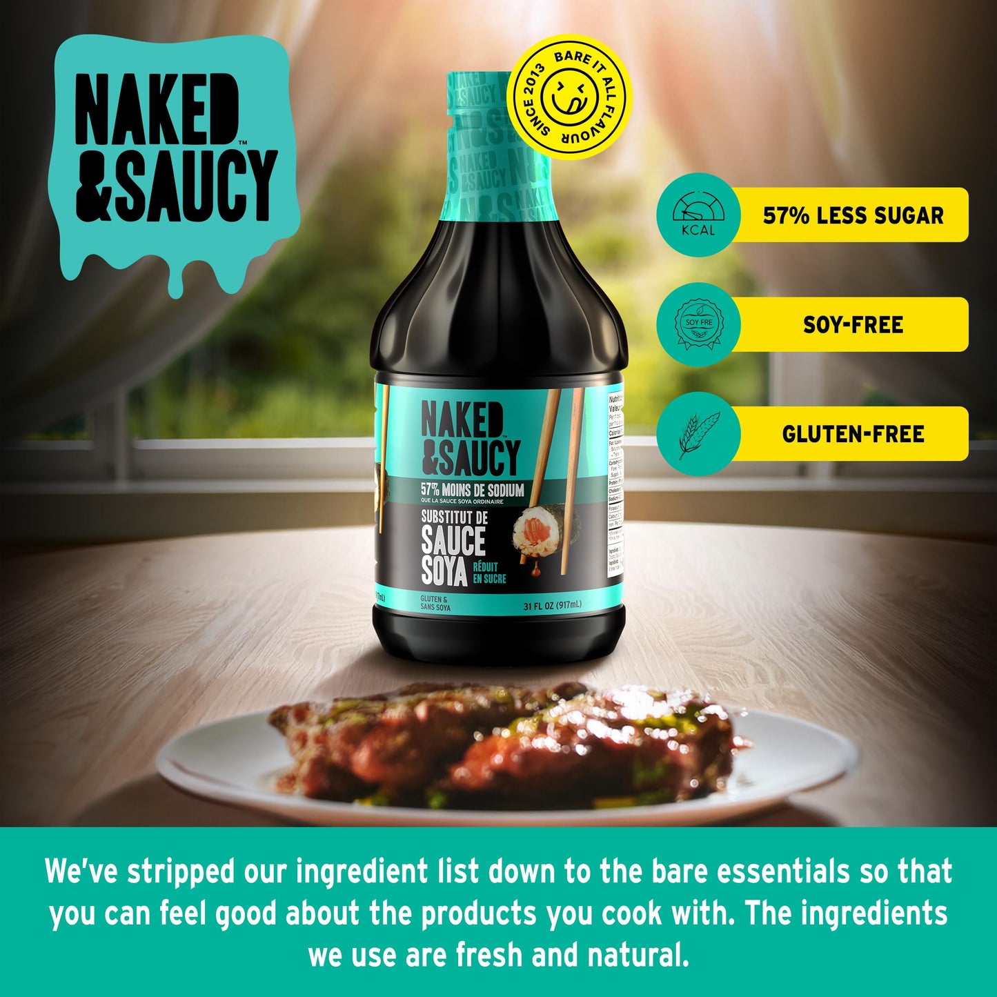 Naked & Saucy Reduced Sugar Coconut Aminos, Soy Sauce Substitute, 31 fl oz