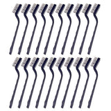 Sunmns 20 Pieces Mini Handle Stainless Steel Wire Bristles Brush Set for Cleaning Welding Slag, Stain and Rust (Silvery)