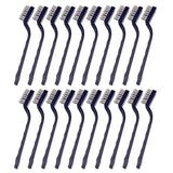 Sunmns 20 Pieces Mini Handle Stainless Steel Wire Bristles Brush Set for Cleaning Welding Slag, Stain and Rust (Silvery)