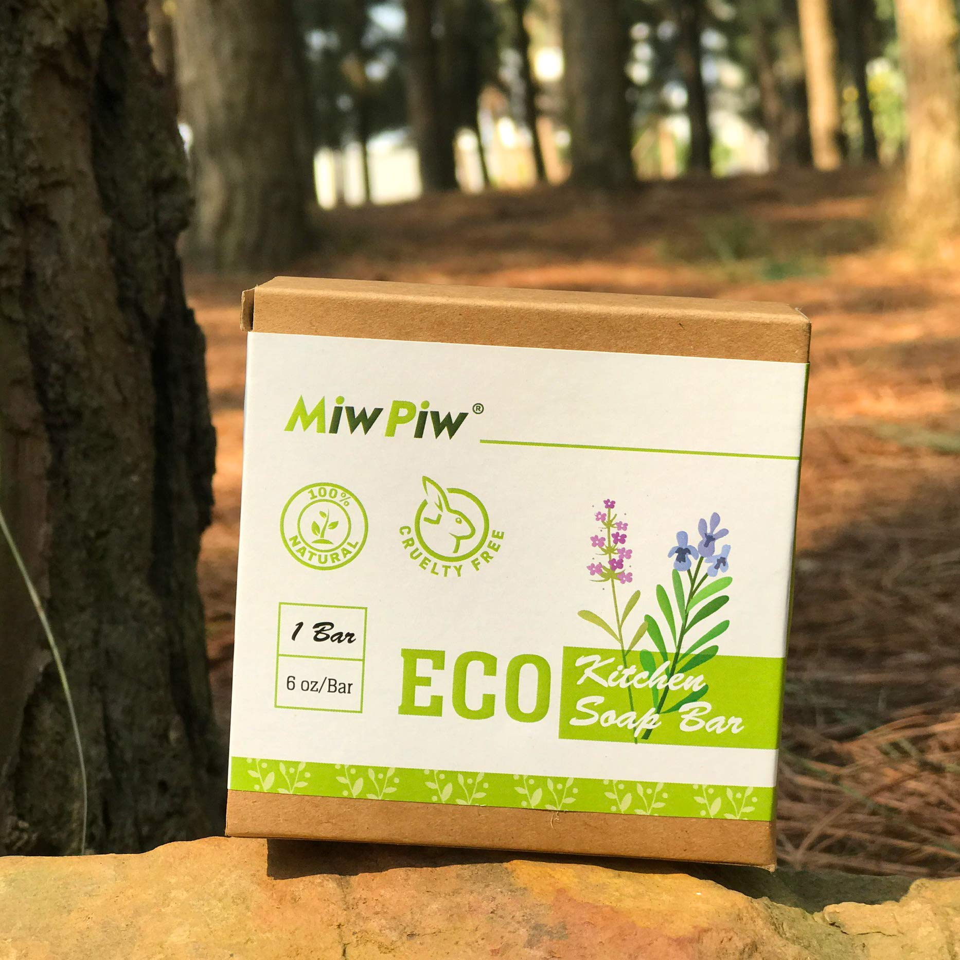 Miw Piw Vegan Dish Soap Bar Pack 2- Large 5 Ounce - Lather Clean Safe Ingredients- Plastic Free Palm Oil Free - Zero Waste Eco Friendly Kitchen