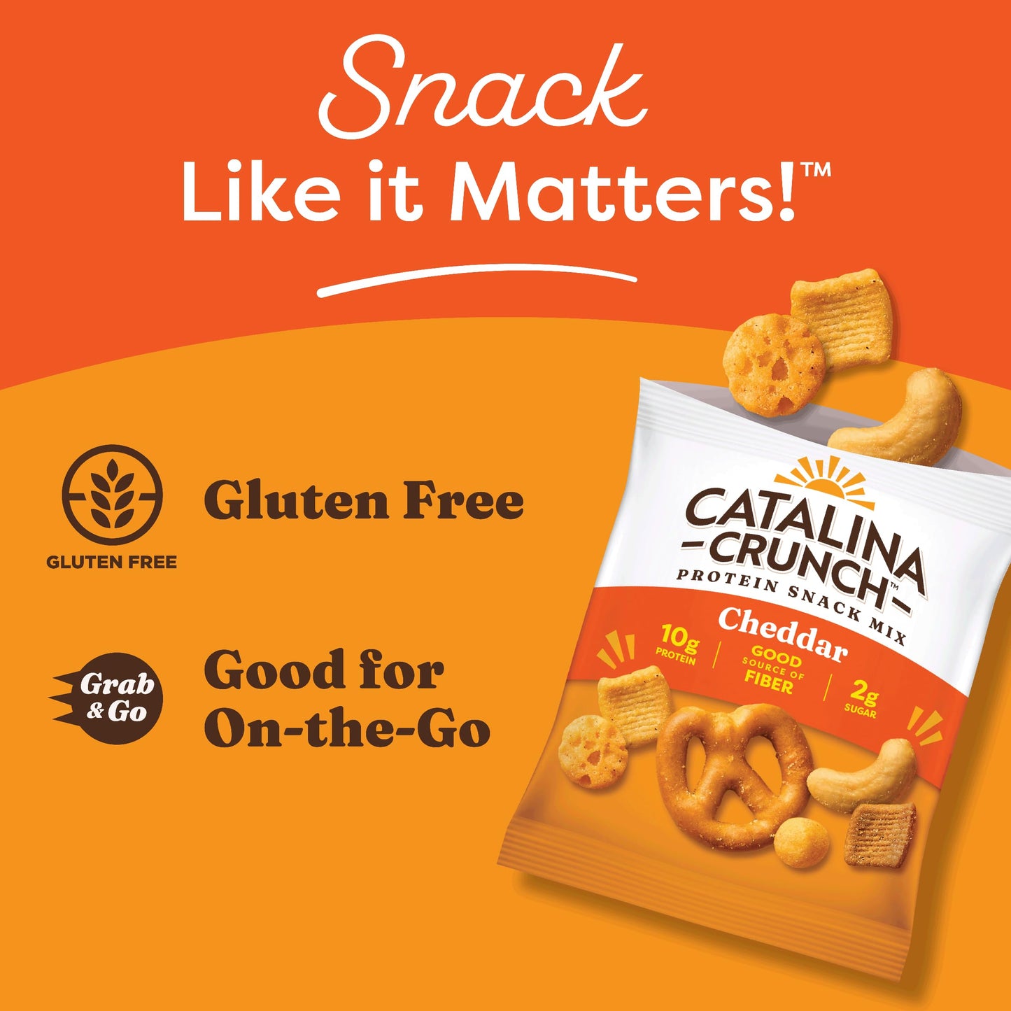 Catalina Crunch Protein Snack Mix with Cheese Crisps - 10g Protein, 2g Sugar per Snack Size Pouch - Good Source of Fiber - Gluten Free - Cheddar