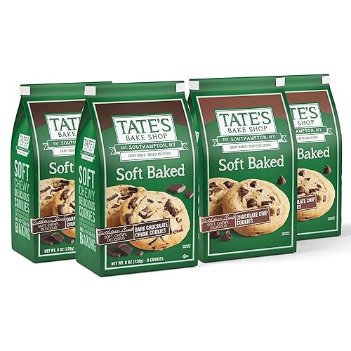 Tate's Bake Shop Soft Baked Cookies Variety Pack, Dark Chocolate Chunk and Chocolate Chip, 4-8 oz Bags