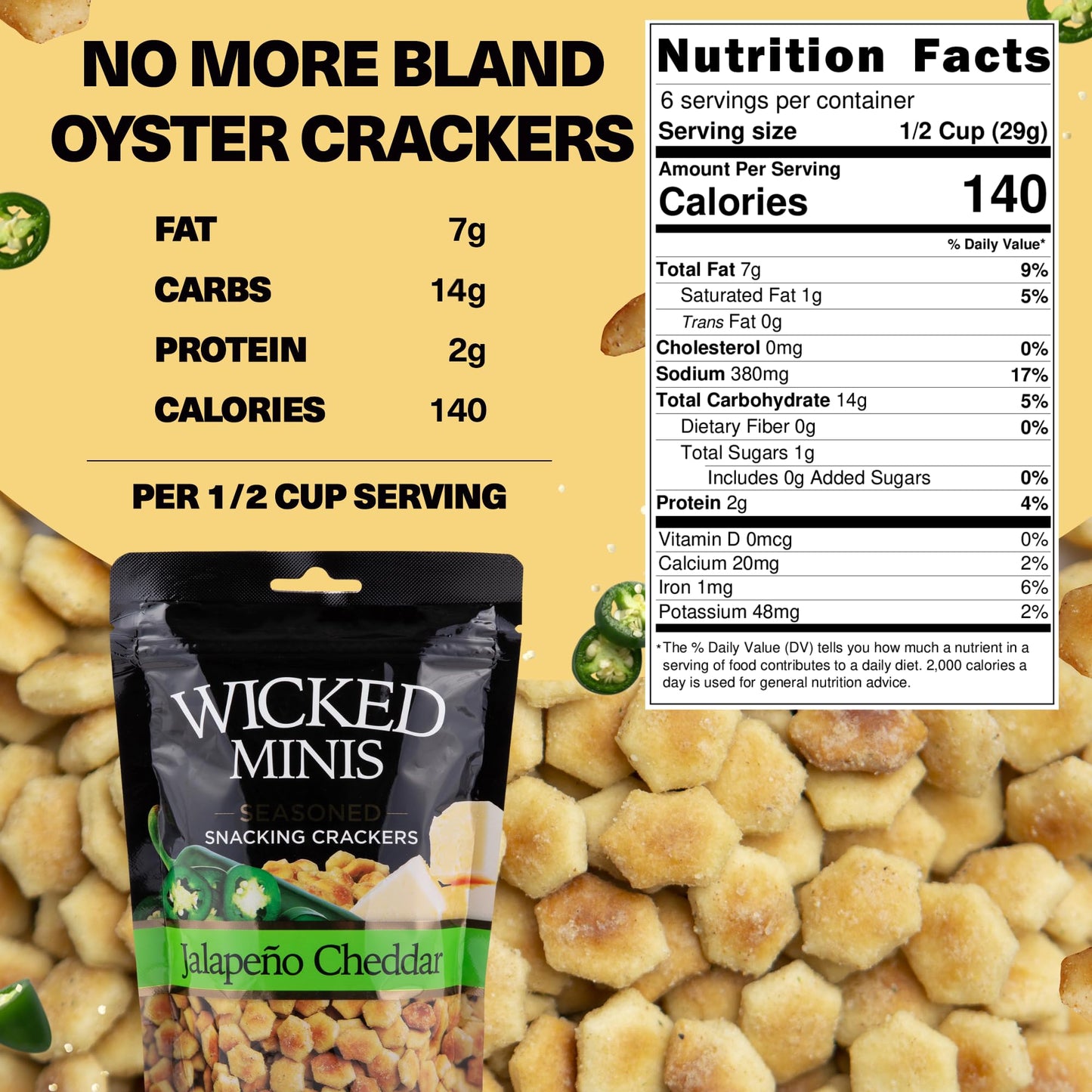 Wicked Minis Soup & Oyster Crackers - Saltine & Salted Flavored Mini Puffed Soup, Savory Snacking Mix, Seasoned Croutons Salad Toppers, Crackers