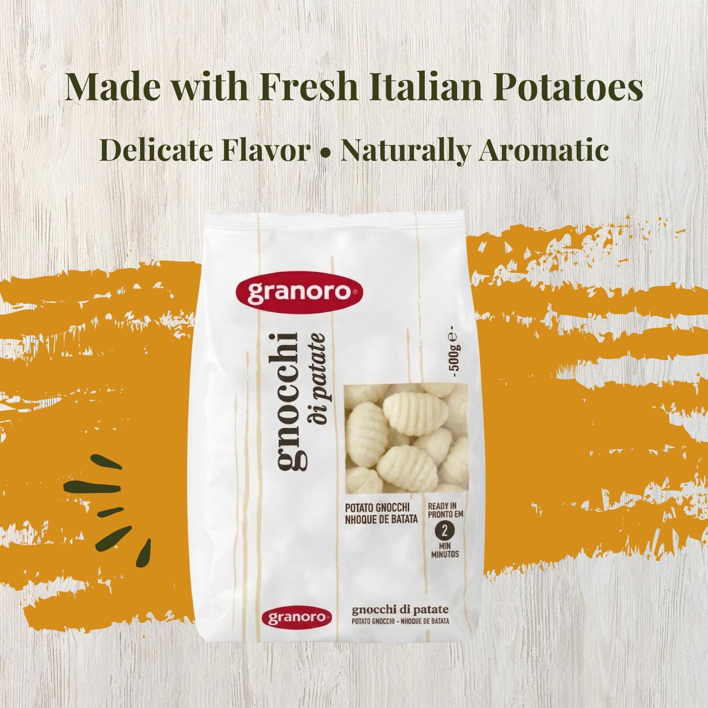 Granoro Italian Potato Gnocchi Pasta, Soft Traditional Potato Dumplings, Authentic Italian Gnocchi for Pasta Dishes, Product of Italy, 17.6 oz (500g)