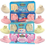 Dessert Peeps Marshmallows Assortment, Cotton Candy, Rice Krispies, Party Cake, and Strawberry Flavors, Easter Basket Stuffer Candy, 5 Count Sleeves