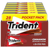Trident Cinnamon Sugar Free Gum, 6 Pocket Packs of 28 Pieces (168 Total Pieces)
