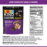 KIND Snack Clusters Dipped, Dark Chocolate Vanilla Cashew, Gluten Free, 4g Protein, 4 Ounce , 8Count