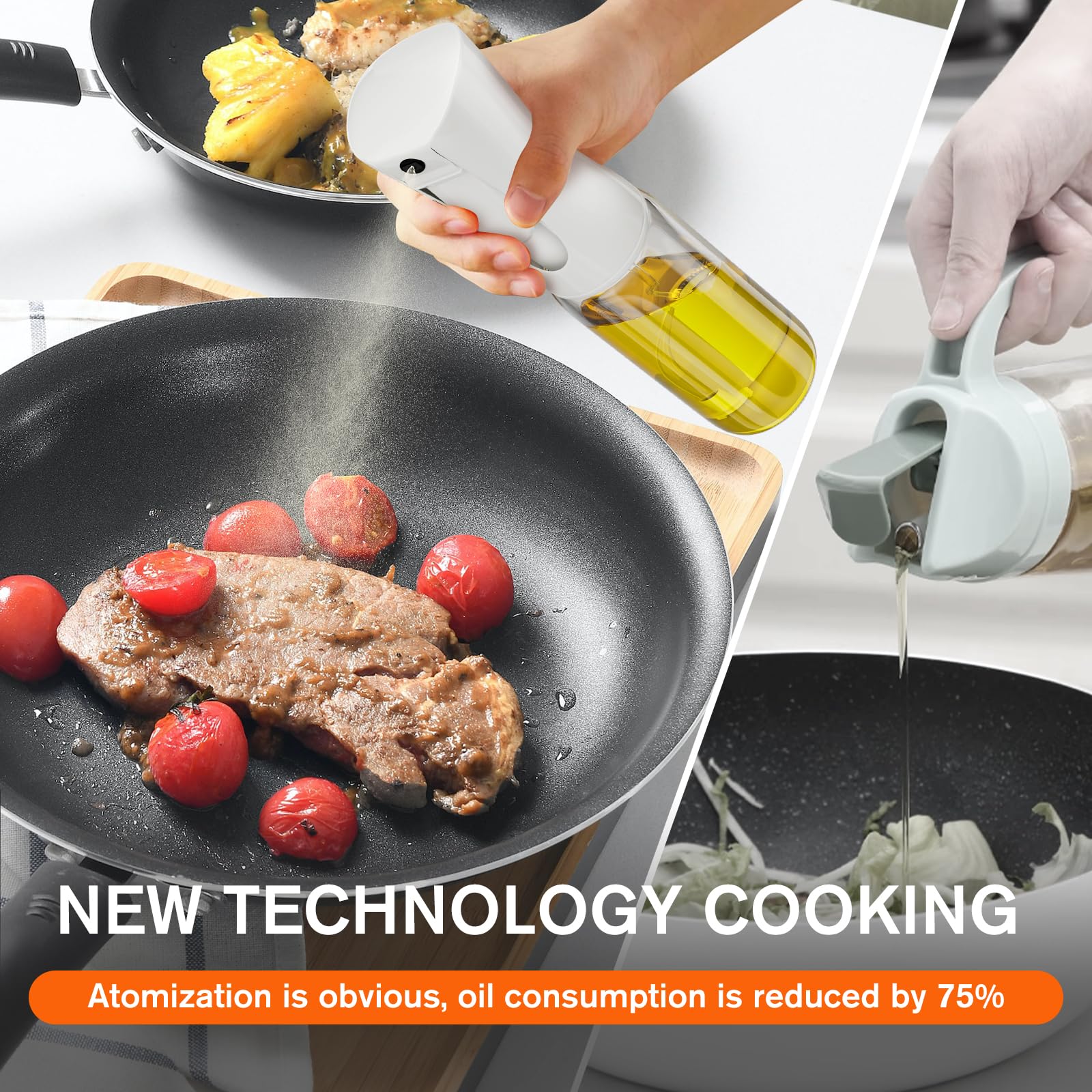 MISSOLO Oil Sprayer for Cooking, 200ml Olive Oil Sprayer? oil mister For air fryer, cooking, baking, salad, frying, BBQ