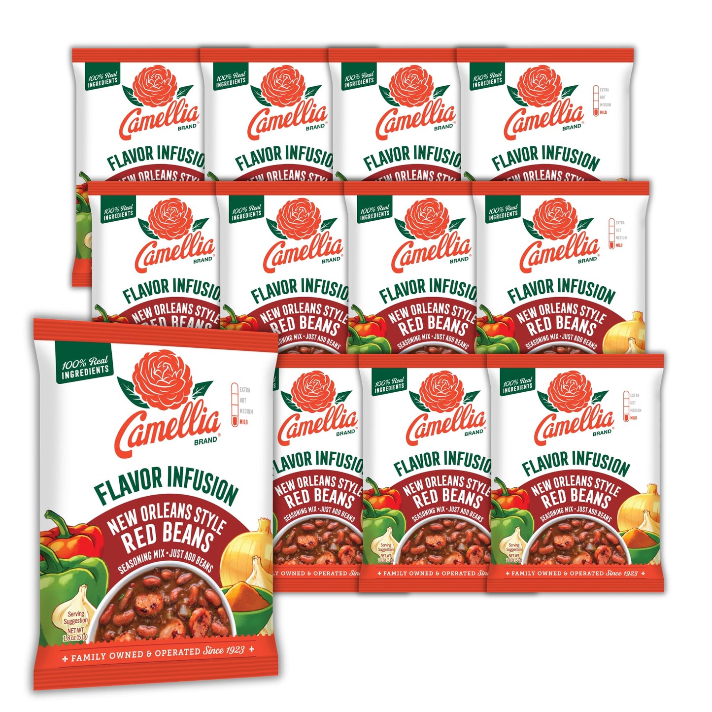 Camellia Red Bean Flavor Infusion Seasoning - Authentic Cajun & Creole Spice Blend for Red Beans and Rice, Gumbo, Chili, and Southern Cooking