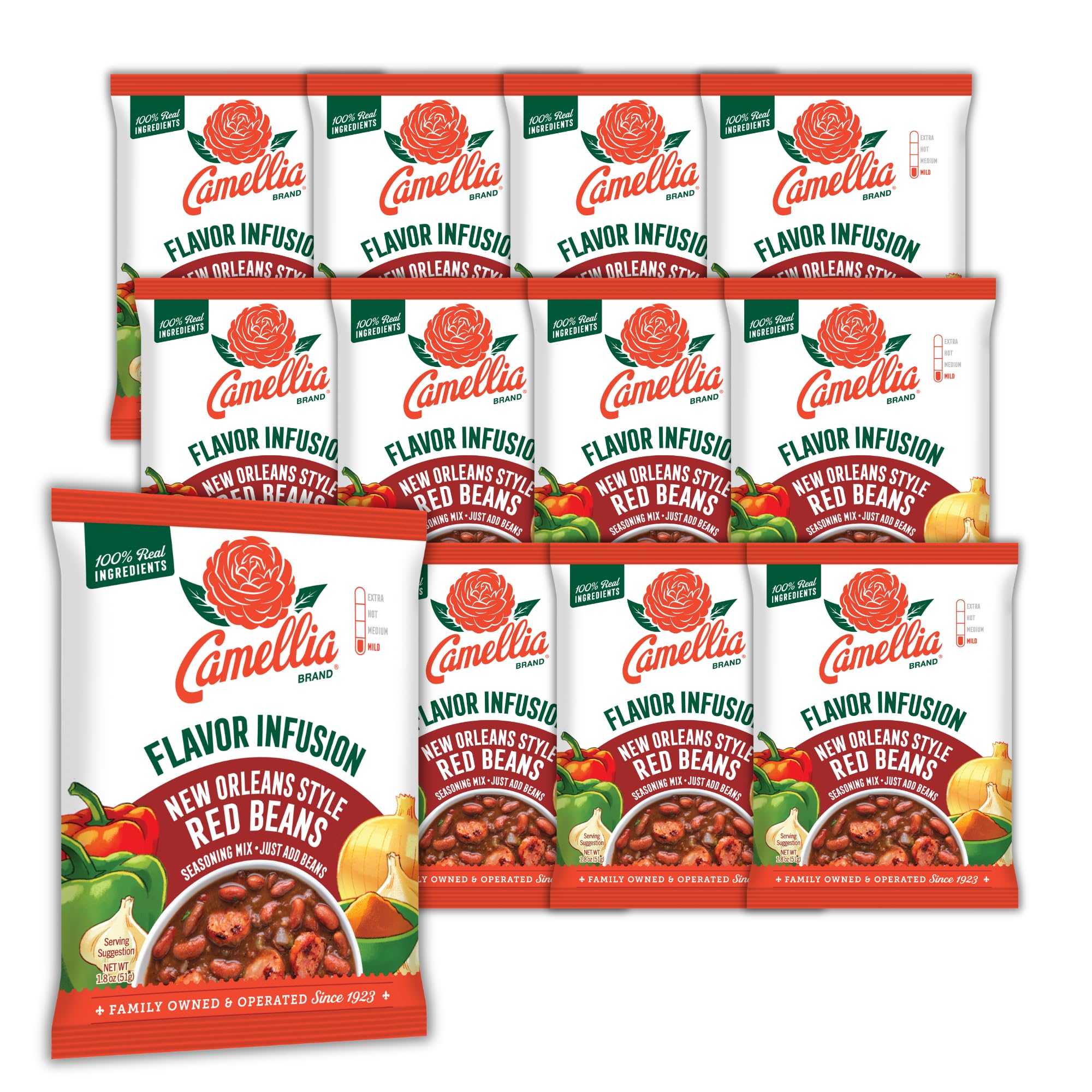 Camellia Red Bean Flavor Infusion Seasoning - Authentic Cajun & Creole Spice Blend for Red Beans and Rice, Gumbo, Chili, and Southern Cooking