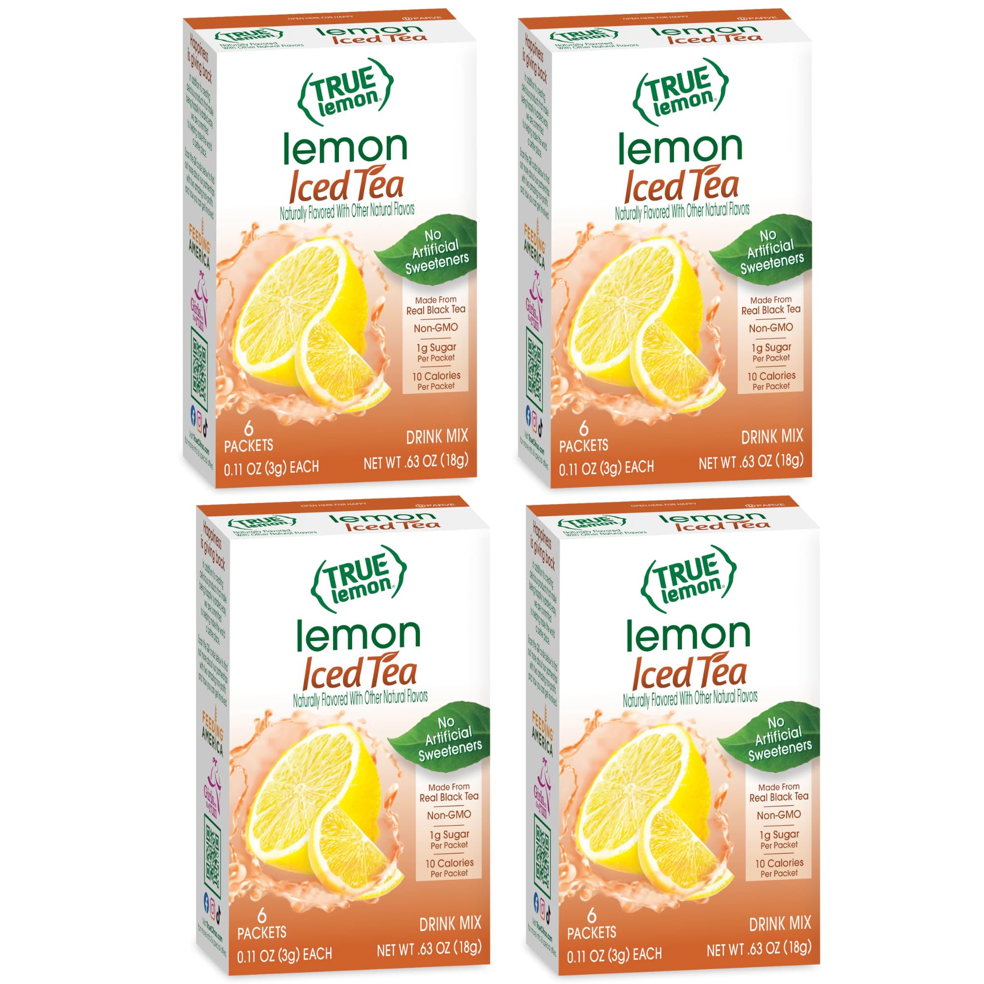 LEMON ICED TEA MIX by TRUE LEMON | Instant Powdered Drink Packets That Quench YOUR Thirst, Mouth Watering True Citrus LEMON (ICED TEA), 6 Count (Pack