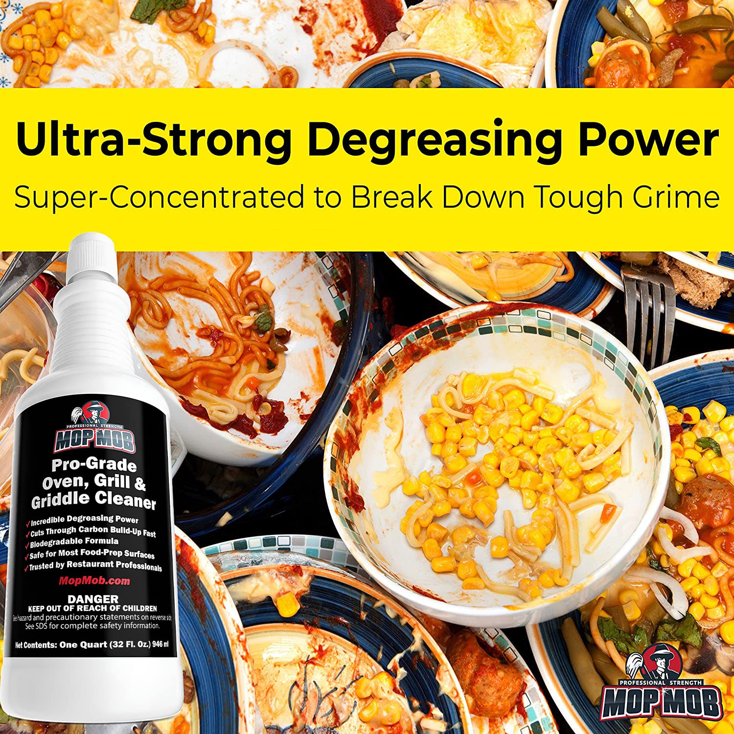 Commercial Grill and Oven Cleaner 32Oz Concentrate 1pk. Heavy-Duty Fast-Acting Degreaser Solution Removes Carbon, Grime, Burnt Food and Oil