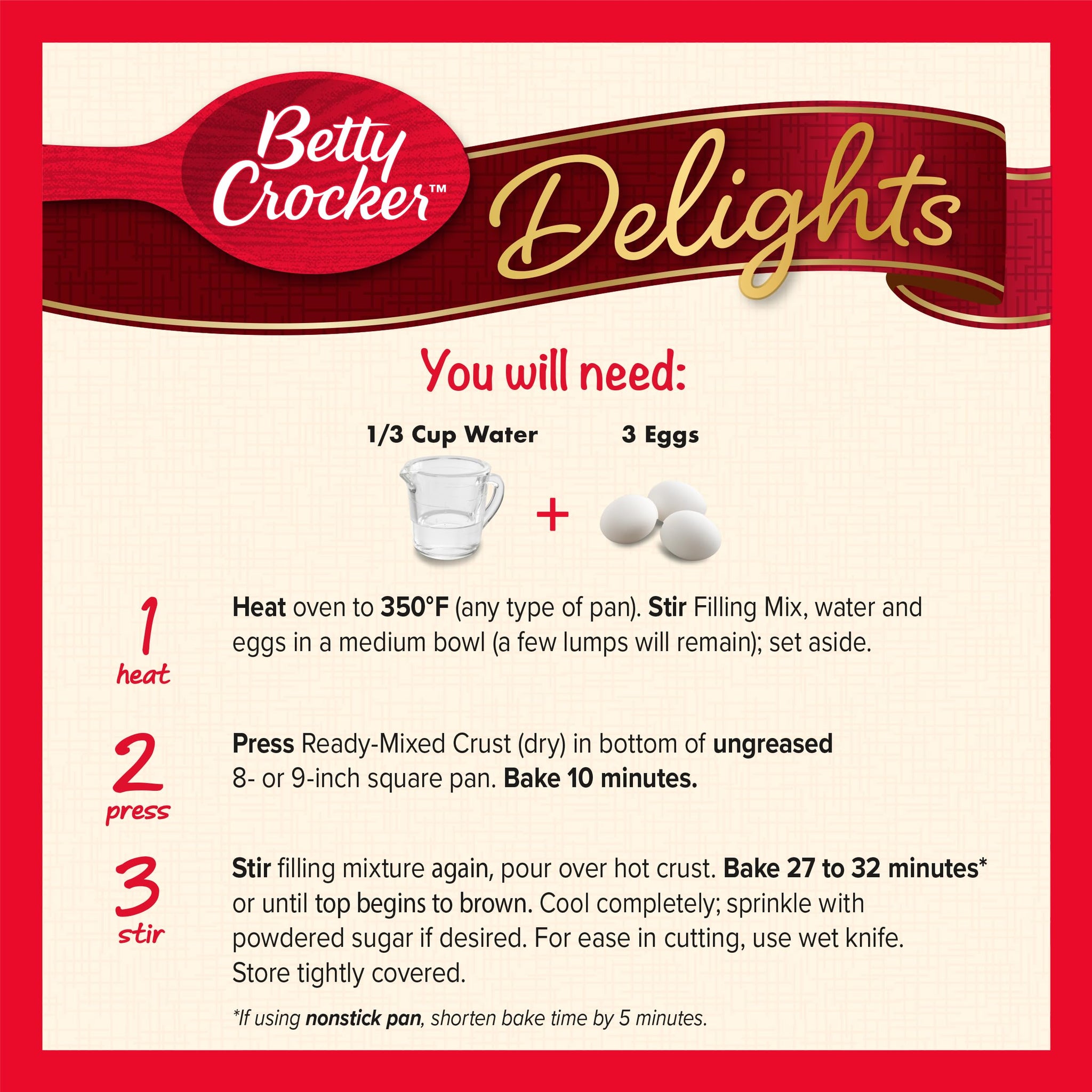 Betty Crocker Delights Supreme Lemon Bars Mix, 16.5 oz.