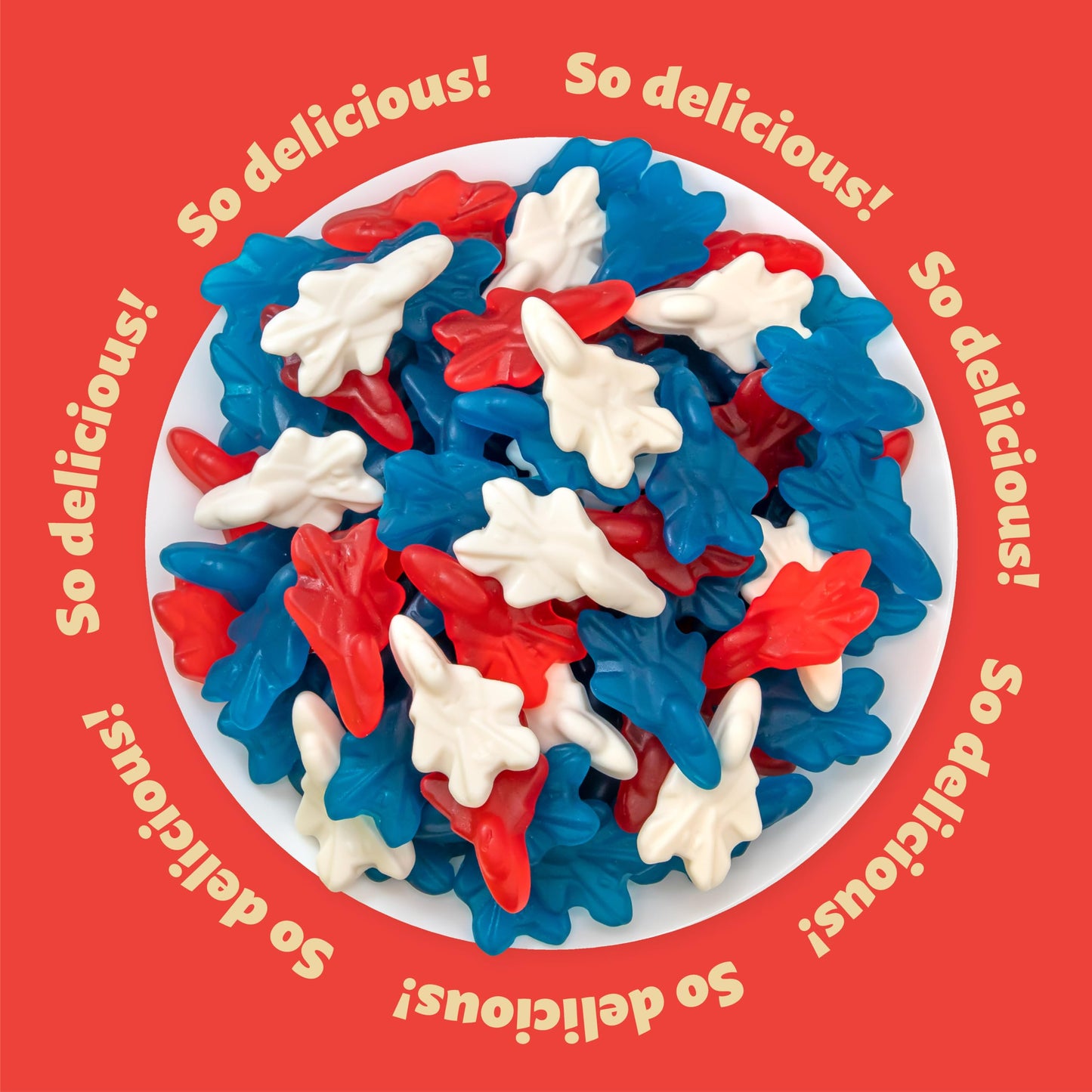 Patriotic Candy | 1-Pound Bag | Red White and Blue Candy for 4th of July Party Favors | Berry Flavored Airplane Gummies for Buffets and Themed Dessert