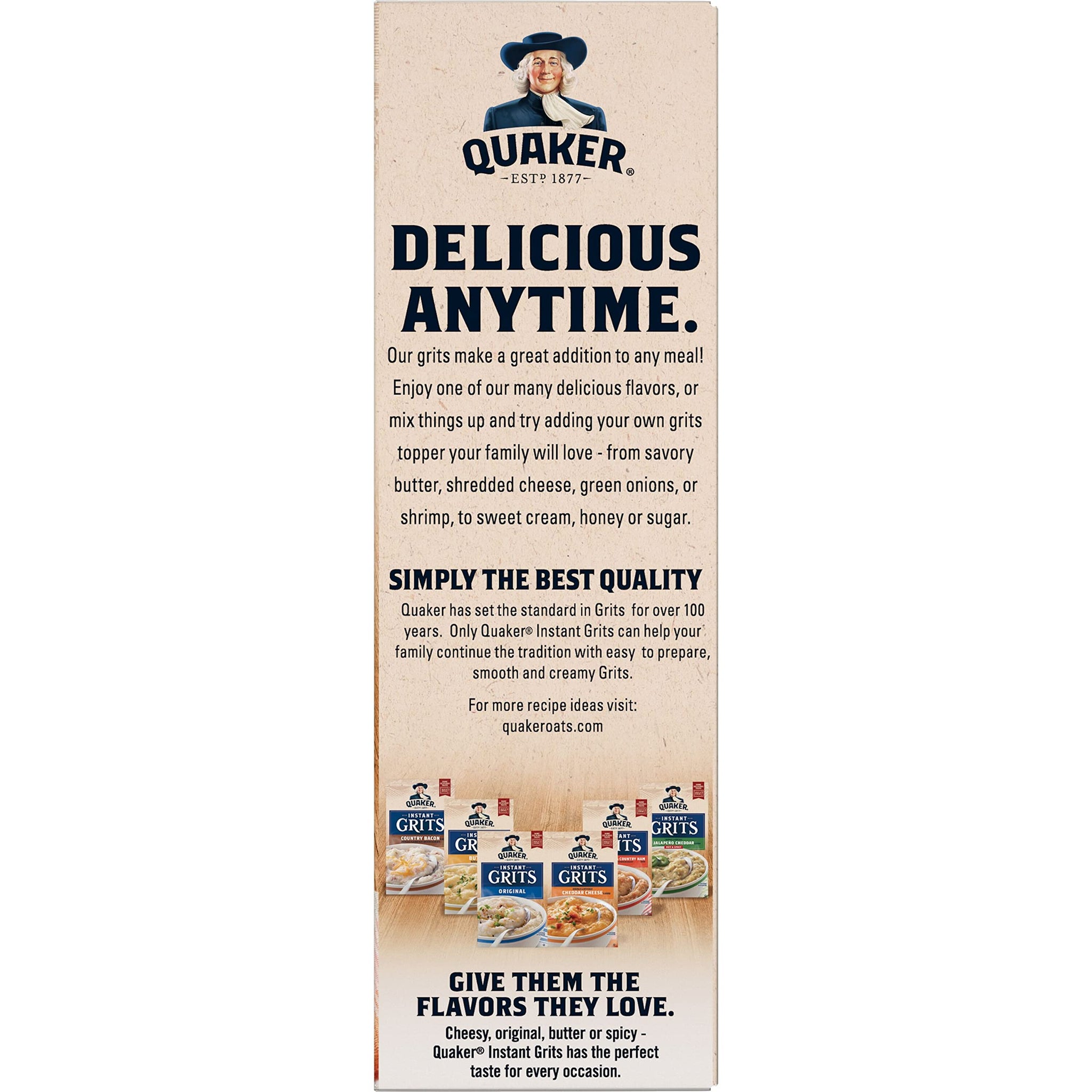 Quaker Instant Grits, Cheese Lovers Variety Pack, 0.98oz Packets (10 Pack)