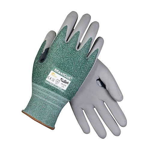 ATG 18-570/XL Maxicut, Green 15G Engineered Yarn Shell, Gray Nitrile Microfoam Grip, A2 Green XL