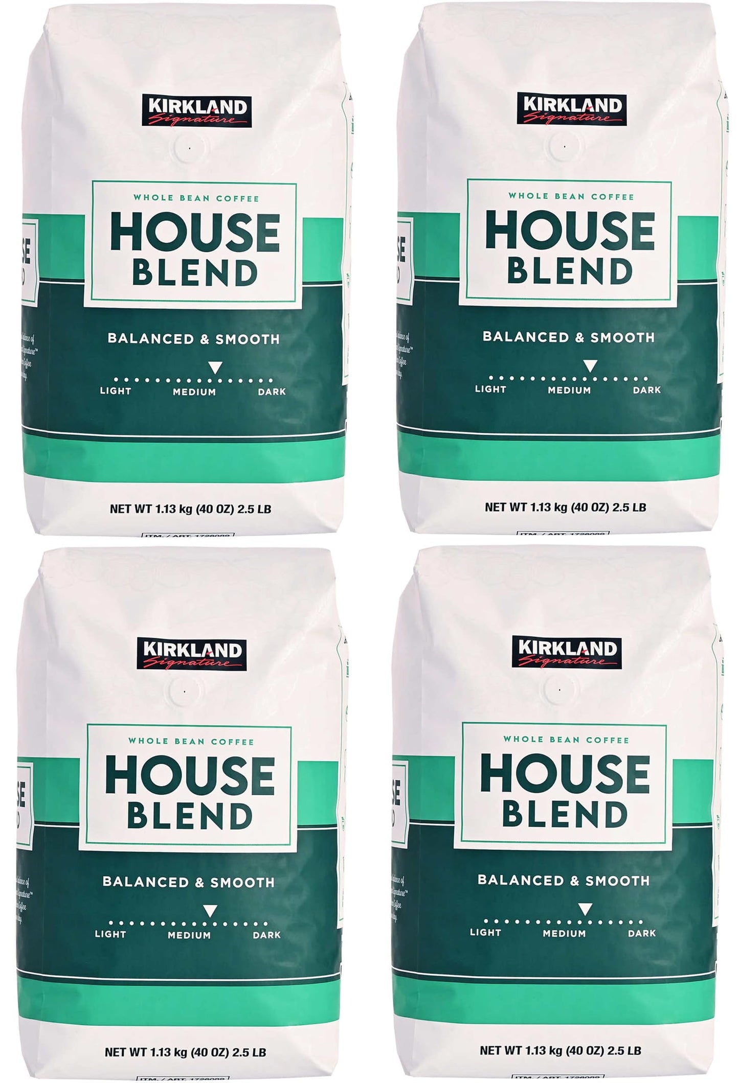 Kirkland Signature Starbucks Bean Coffee Medium Roast House Blend (4 Bags)
