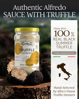 TartufLanghe Black Truffle Alfredo Sauce - Creamy Pasta Sauce with Parmigiano Reggiano, Pecorino Romano DOP Cheese, and Summer Black Truffle