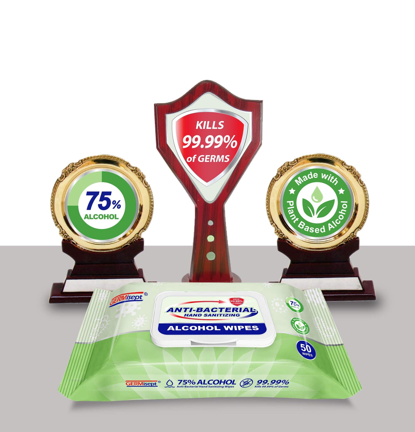 Freshnaps Germisept 75% Alcohol Advanced Hand Sanitizing Wipes | 50 Count per Pack x Pack of 3 = 150 Wipes