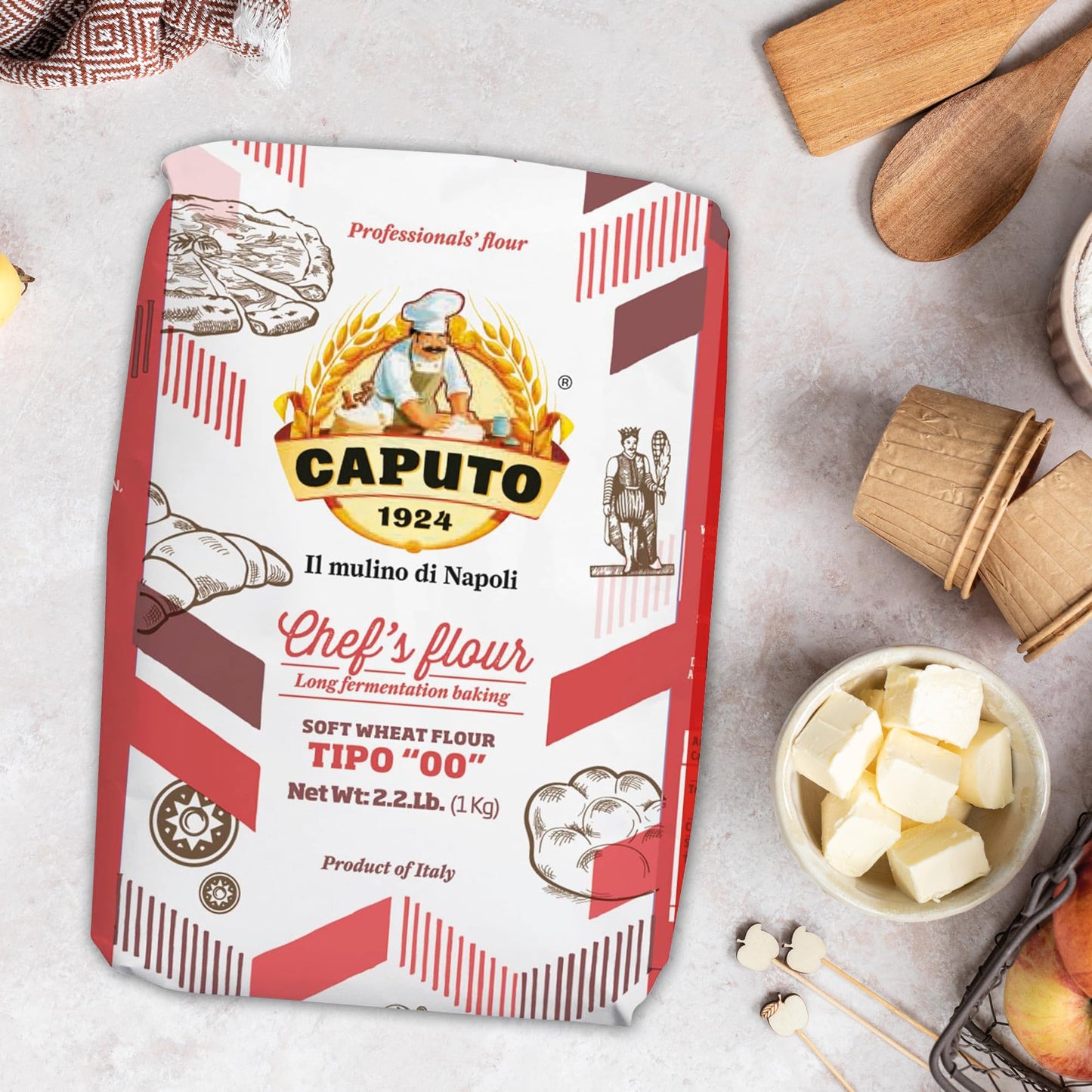 Antimo Caputo Chefs Flour, Italian Double Zero 00, Soft Wheat for Pizza Dough, Bread, & Pasta, 2.2 Pound (Pack of 10)