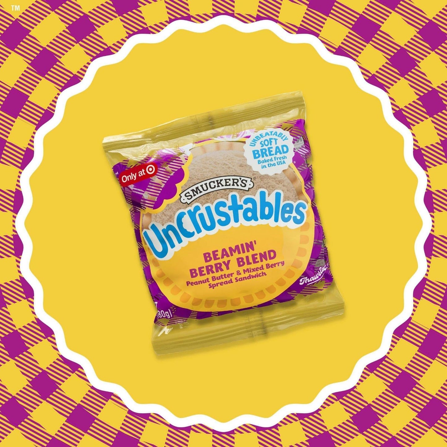 Uncrustables Morning Protein Peanut Butter & Mixed Berry Spread Sandwich, 2.8 oz Each, 90 Count