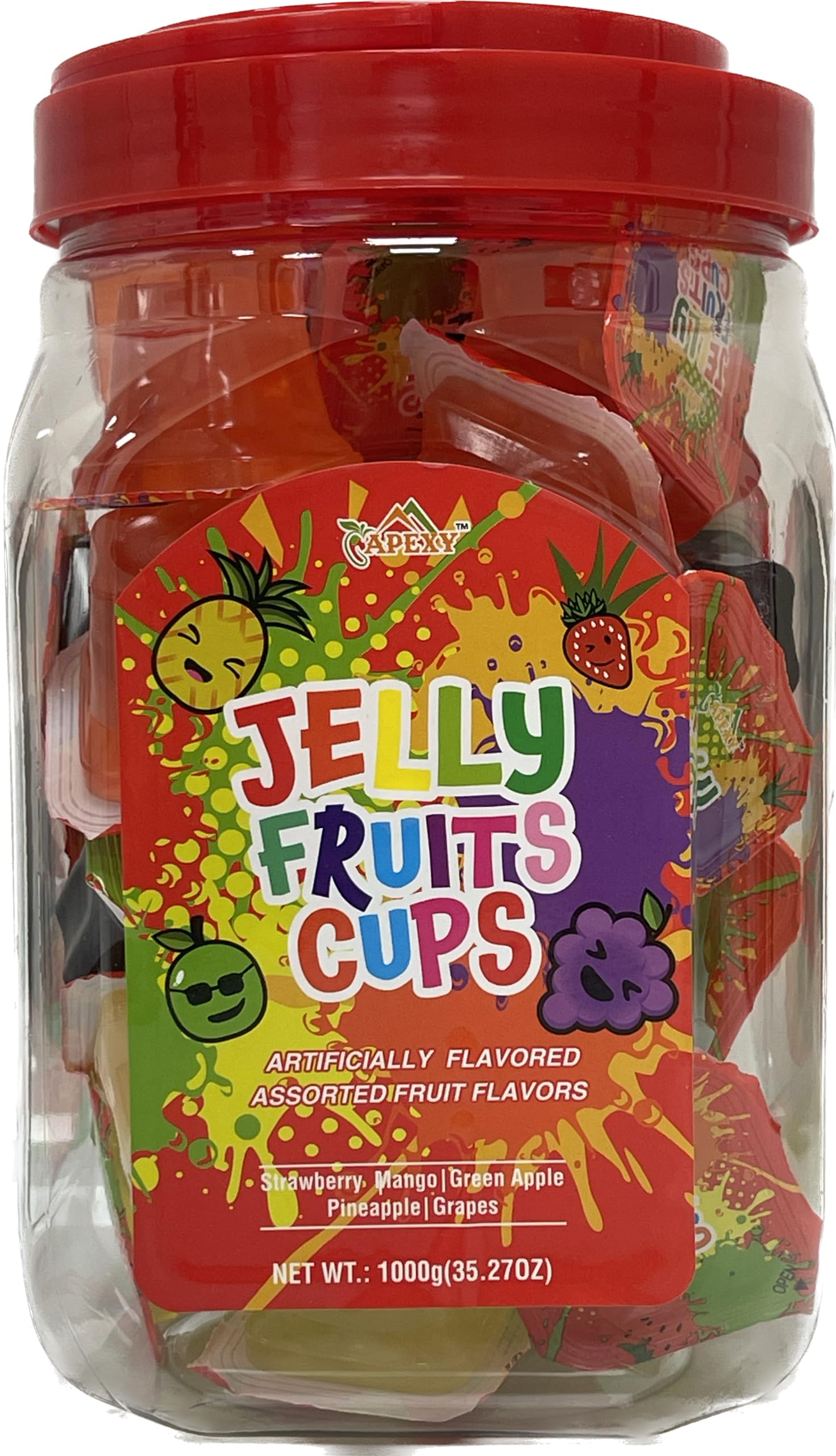 Apexy Fruit Jelly Cups, Lychee & Assorted Flavors Variety Pack, Juicy Bite-Size Jelly Snacks, Individually Wrapped, Fun Treat for Kids & Adults