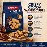 Balocco Cocoa Wafer Cubes Cookies 8.8 Oz (250g) - Crispy Italian Square Wafer Chocolate Cookies with 4 Layers of Cacao Butter, Non-GMO, Product