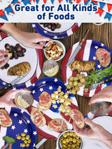 Dereinwo Patriotic Oval Paper Plates Large 12" X 10" Disposable Platters Party Goods Set July 4th American Flag Design Red Blue and White Paper Plates
