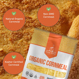 Great River Milling Organic Medium Grind Cornmeal | USDA Organic, Gluten Free, Non-GMO, Kosher | Hearty Texture for Cornbread, Polenta, Muffins