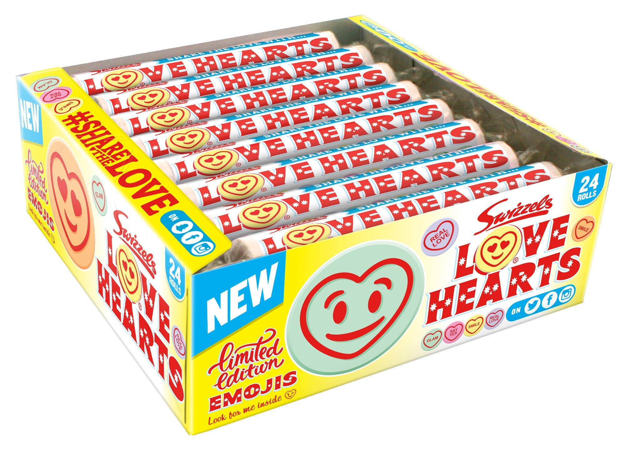 Swizzels Matlow Giant Love Hearts Fruit Sweets 39G - PACK OF 3
