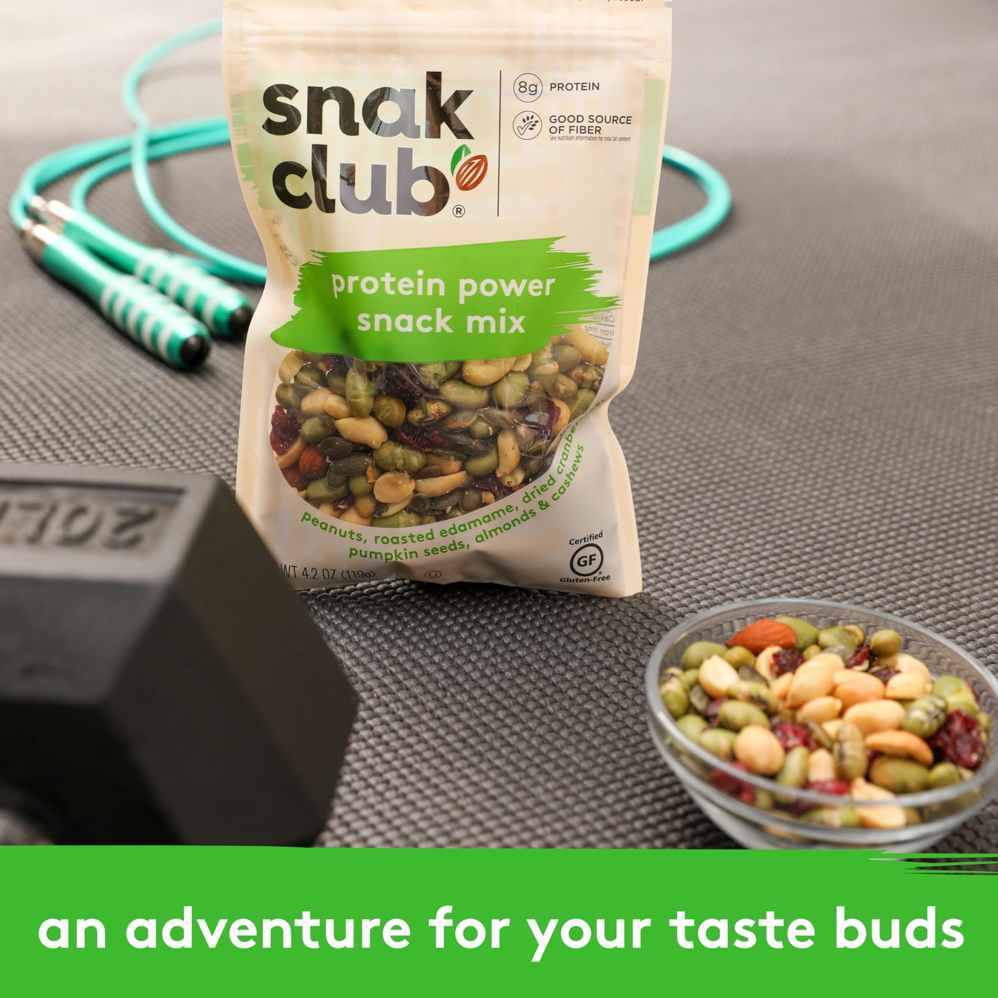 Snak Club Protein Power Snack Mix with Peanuts, Roasted Edamame, Dried Cranberries, Pumpkin Seeds, Almonds, and Cashews, Gluten-Free and Kosher Trail