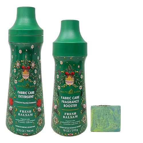 Bath & Body Works Fresh Balsam Laundry Detergent and Fragrance Booster Duo Set with a Fresh Forest Bar Soap