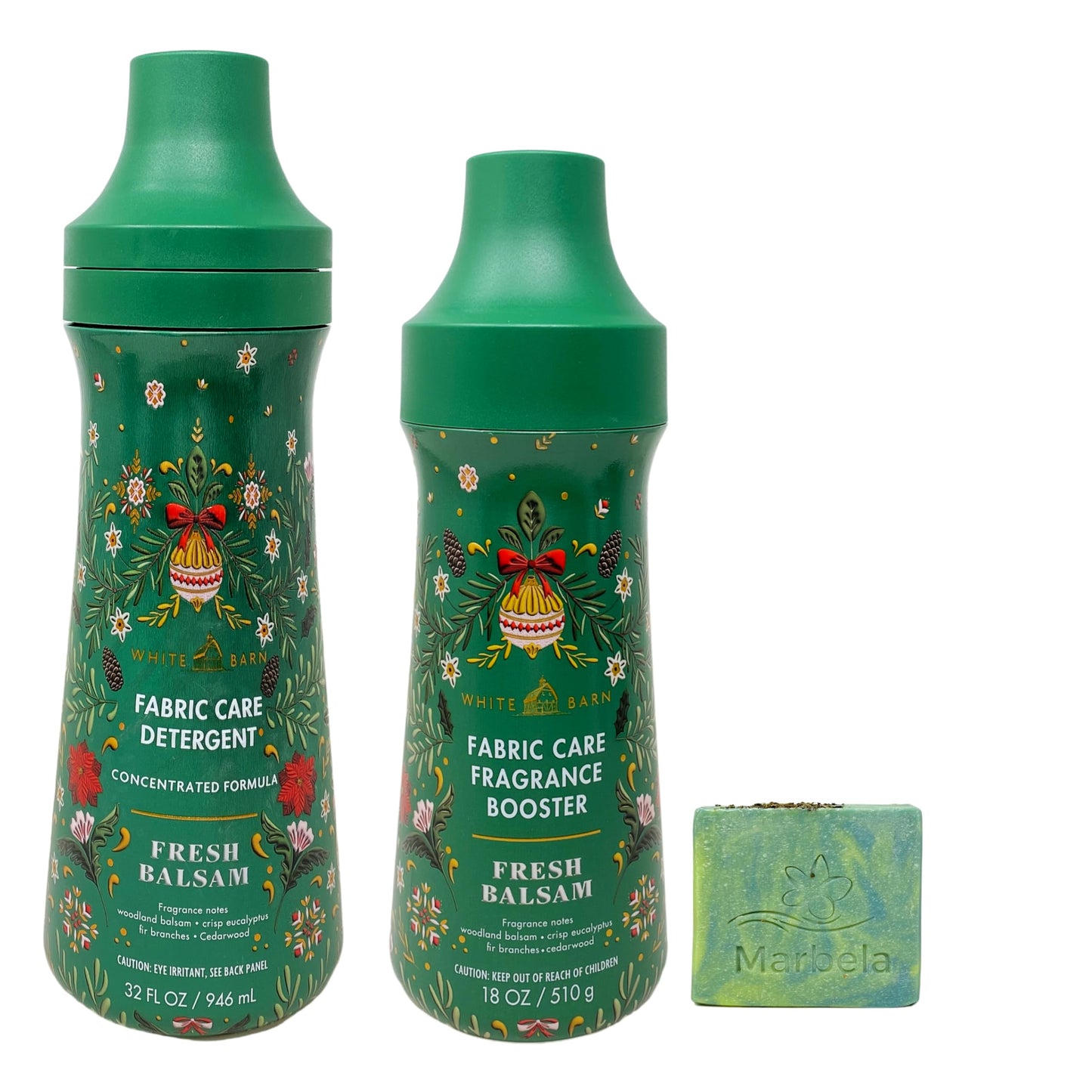 Bath & Body Works Fresh Balsam Laundry Detergent and Fragrance Booster Duo Set with a Fresh Forest Bar Soap