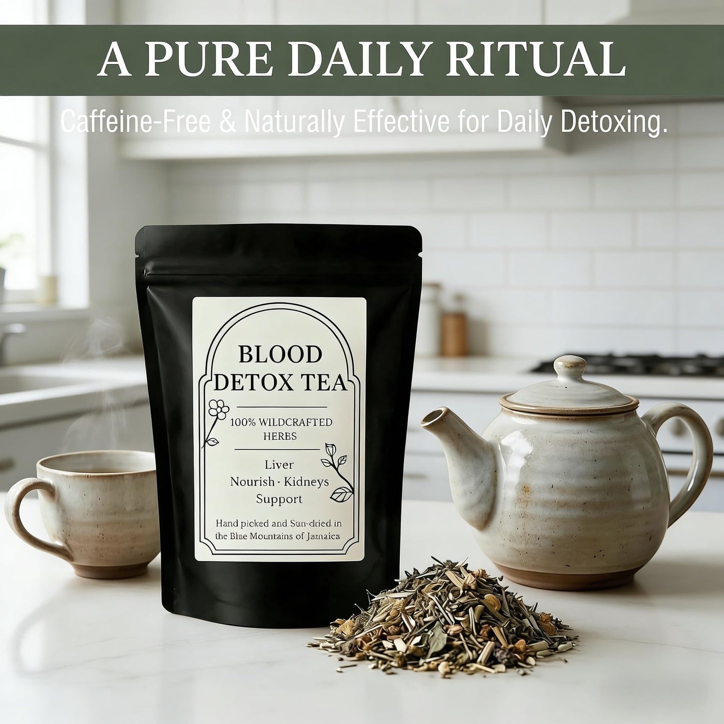 Blood Detox Tea Jamaica, Blood Detox Tea From Jamaica, Rich in Cinnamon, Flower Flagweed, Burdock Root and Wild Cinnamon Leaves, 100% Natural Wild