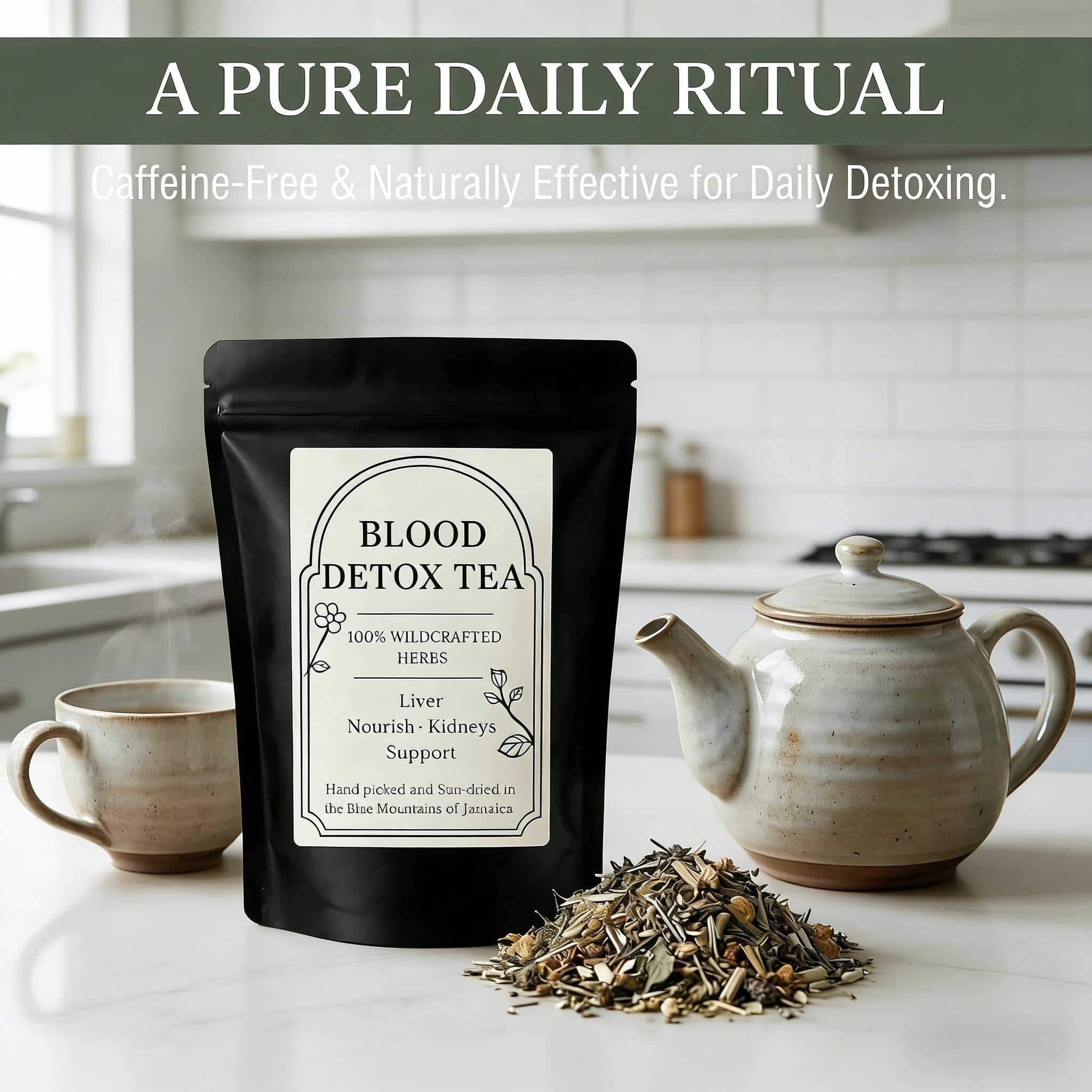 Blood Detox Tea Jamaica, Blood Detox Tea From Jamaica, Rich in Cinnamon, Flower Flagweed, Burdock Root and Wild Cinnamon Leaves, 100% Natural Wild
