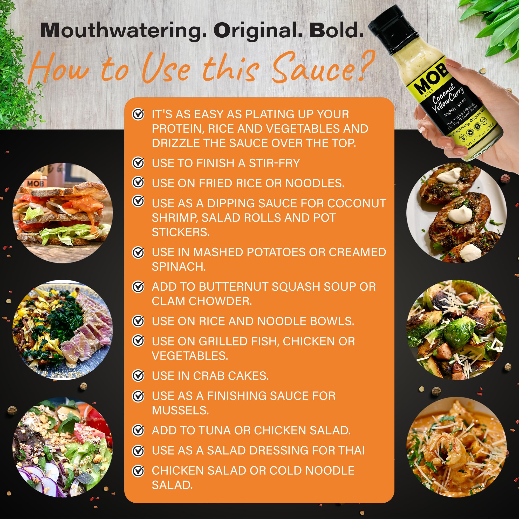 MOB Sauce Coconut Yellow Curry - Award Winning Thai-Inspired Grilling, Stir-Frying & Bowl Sauce that’s Vegan, Gluten-Free, Keto-Friendly with Natural