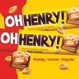 Oh Henry!, Peanuty, Caramel, Fudge Bar, Full Size Individually Wrapped Candy Bars, 1.5oz each, Bulk 24 Pack