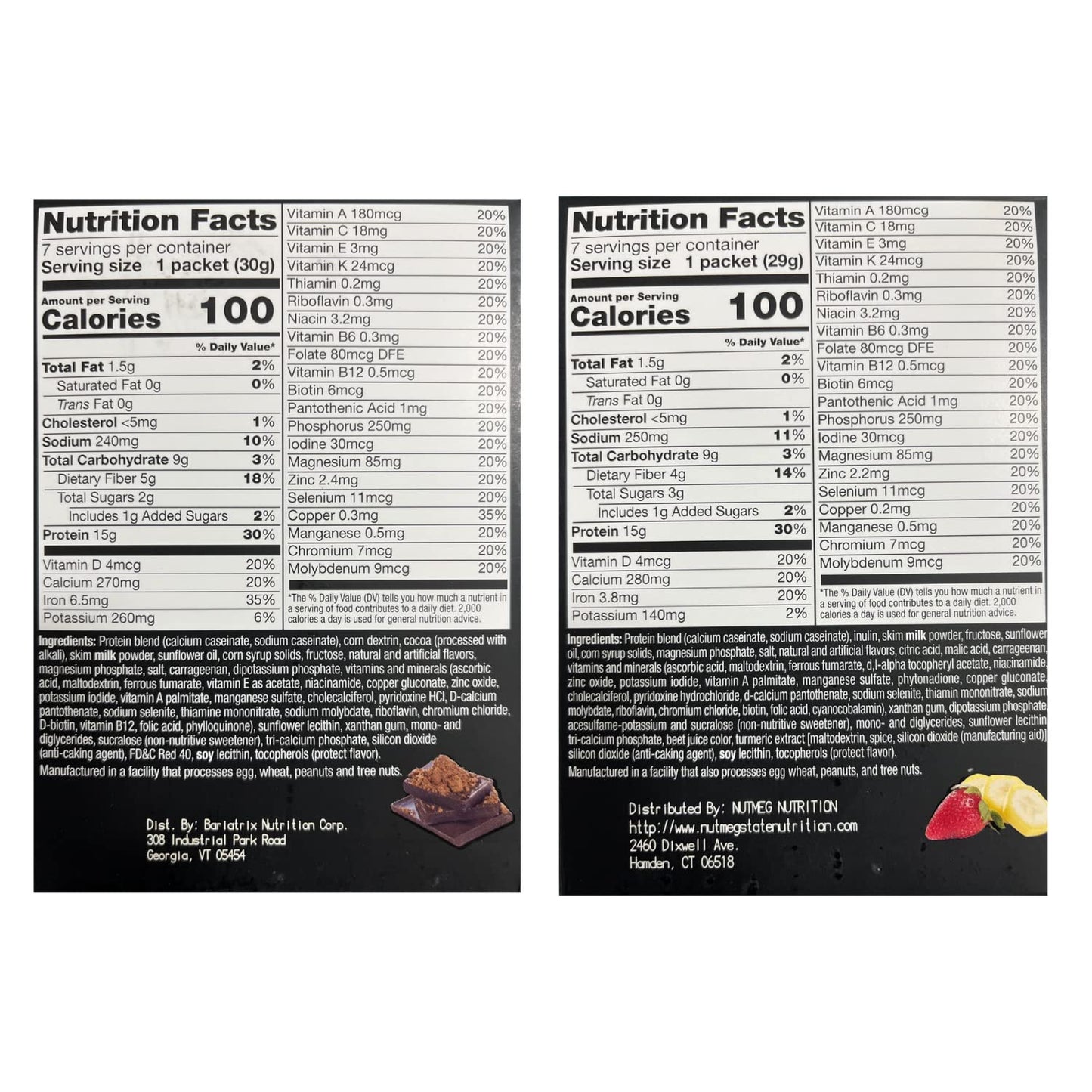 PROTIFIT - High Protein Dark Chocolate & Strawberry Banana Pudding & Shake Mix 2 Pack, 15g Protein, Low Calorie, Low Fat, Low Carb, Aspartame Free