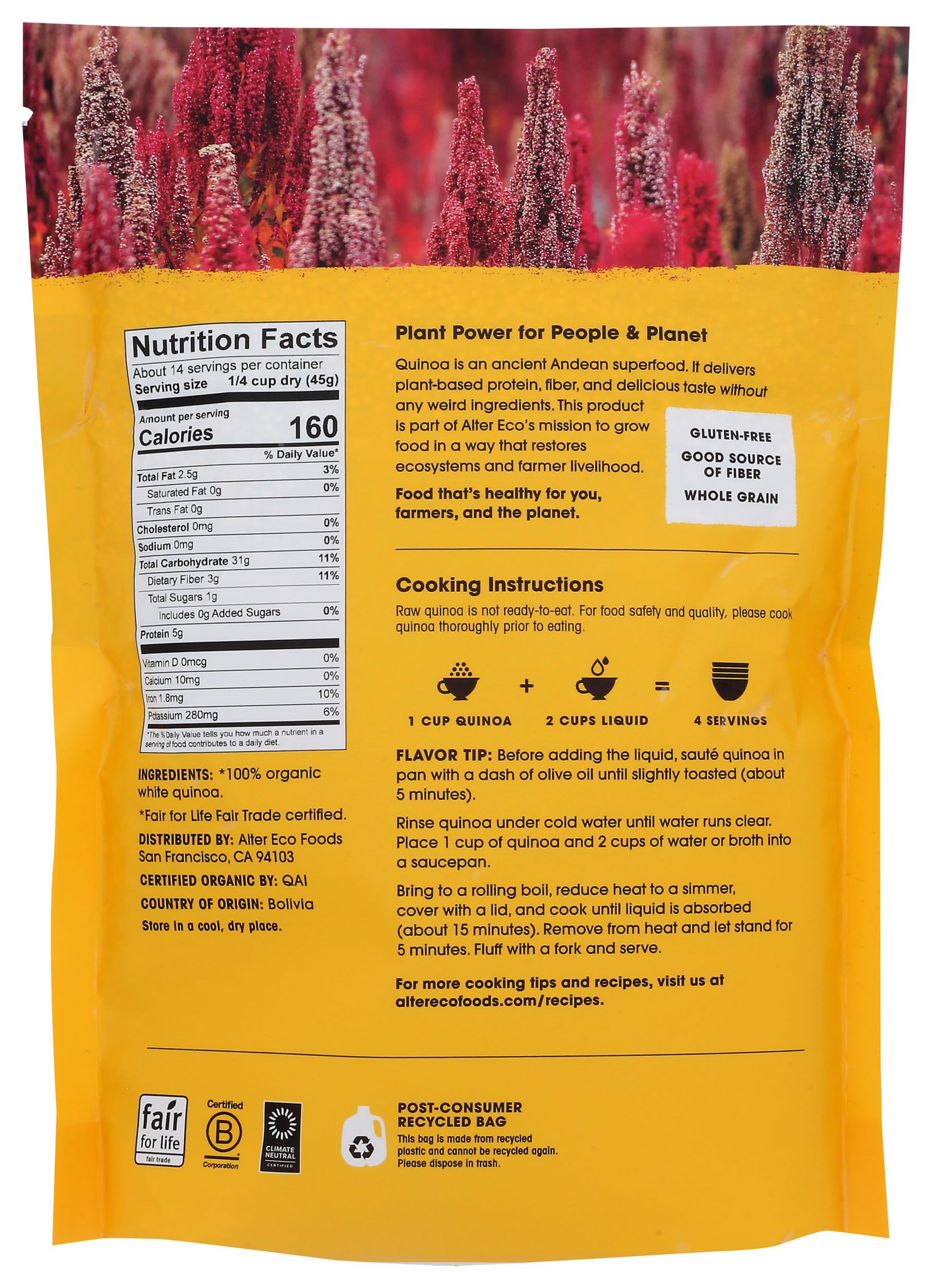 Alter Eco Organic Heirloom Pearl Quinoa, 22 OZ