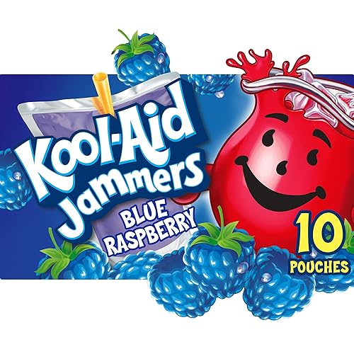 Kool-Aid Jammers Blue Raspberry Flavored Juice Drink (40 Pouches, 4 Boxes of 10)
