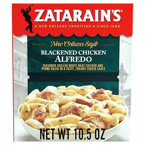 Zatarain’s Blackened Chicken Alfredo Frozen Dinner, Grilled, Blackened Chicken & Penne Pasta in a Zesty, Creamy Sauce, Microwave in 5 Minutes