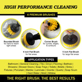 Nylon Drill Brush Attachment Set for Bathroom Cleaning - Power Scrubber Brush Kit for Bathtub, Shower, Tile, and Grout - All-Purpose Household