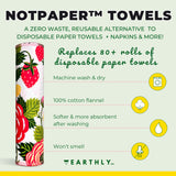 Earthly Co. Reusable Paper Towels - 10 Pack - Roll of Washable Cotton Cloth Paper Towels - Paperless Reusable Napkins Cloth Washable - Absorbent +