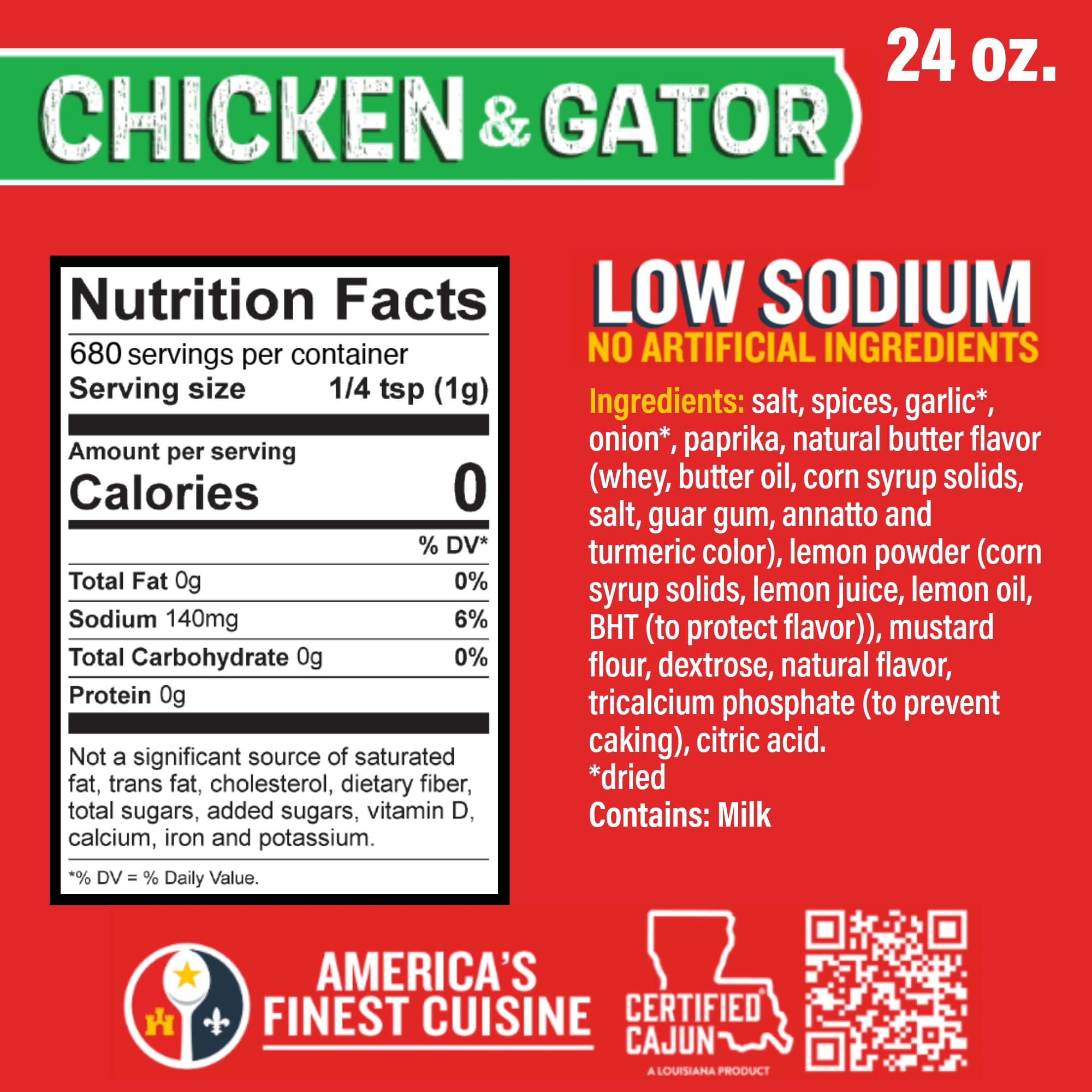 Ragin' Cajun Chicken & Gator Seasoning & Rub - 24 oz Jar, All Natural, Low Heat - Louisiana Cajun Spice for Poultry & Exotic Meats