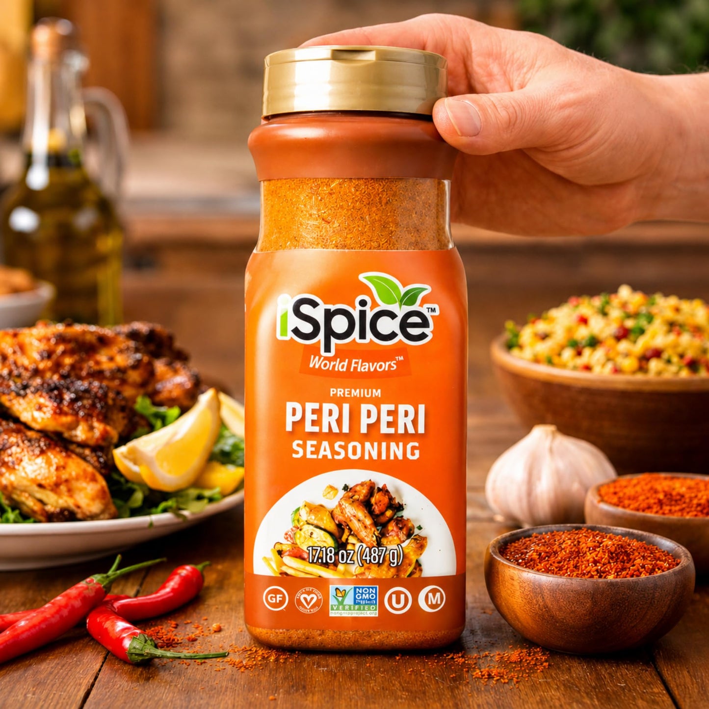 iSpice Blend | Peri Peri Seasoning | 17.18 oz | Mixed Spice & Seasoning | Bulk Size | Halal | Kosher (Peri Peri)