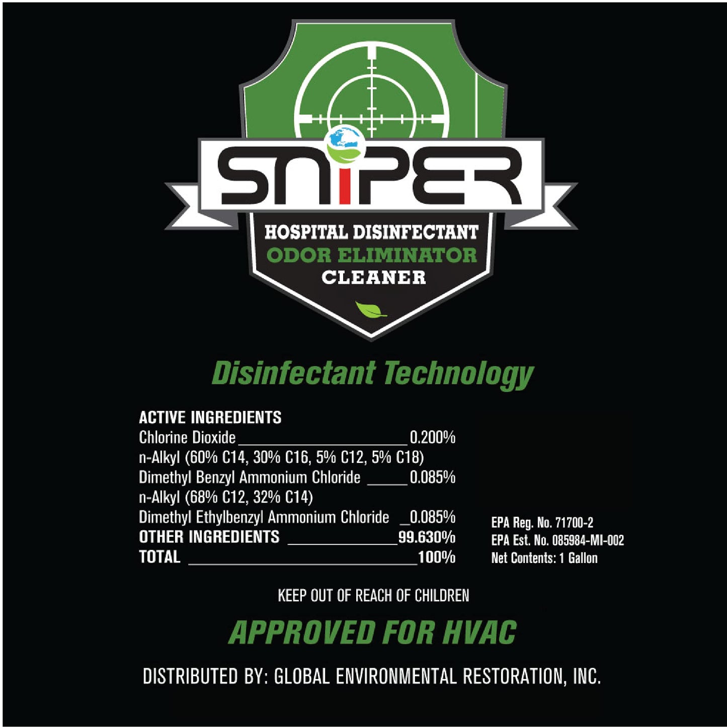 SNiPER Hospital Disinfectant, Odor Eliminator & All-Purpose Cleaner, 32 Ounce Spray and 1 Gallon Bottle Set