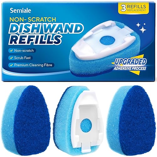 Dishwand Refills Sponge Heads for Scotch-Brite Dish Wand, 6Pack Non Scratch Heavy Duty Scrub Brush Sponges, Soap Dispensing Scrubbers, Cleaning Head