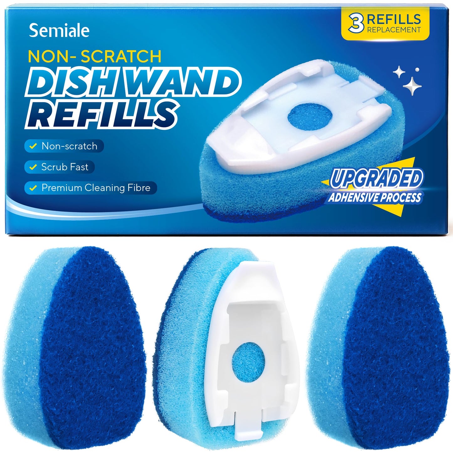 Dishwand Refills Sponge Heads for Scotch-Brite Dish Wand, 6Pack Non Scratch Heavy Duty Scrub Brush Sponges, Soap Dispensing Scrubbers, Cleaning Head